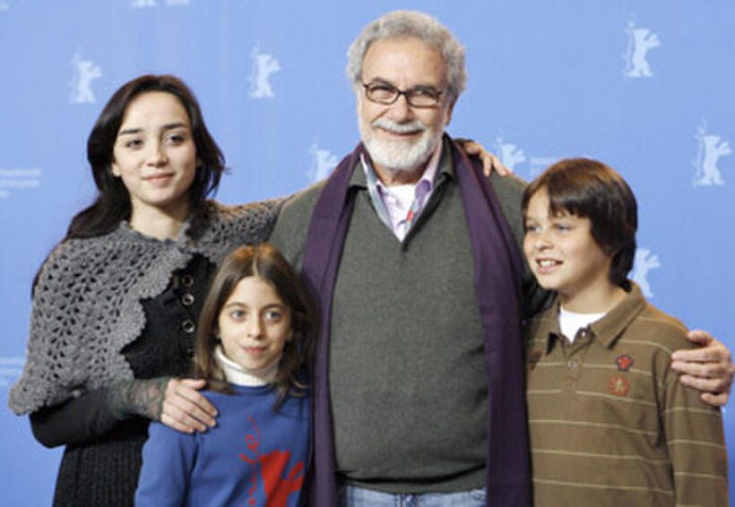 Actors Simone Spoladore, Daniela Piepszyk, Germano Haiut and Michel Joelsas at a photocall for "The Year My Parents Went On Vacation" during the 57th Berlin International Film Festival.