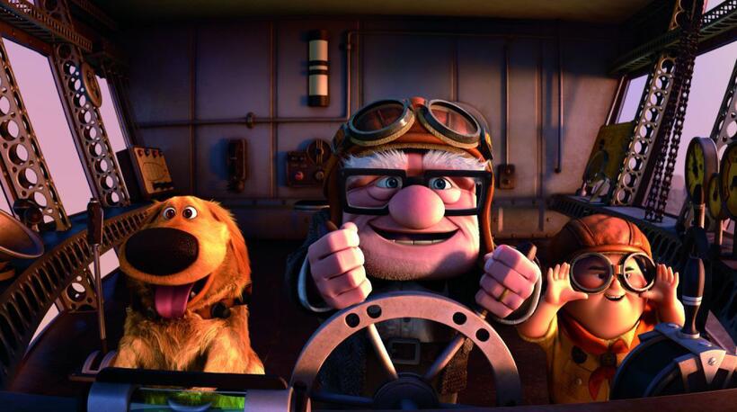 Dug, Carl Fredricksen and Russell in "Up."