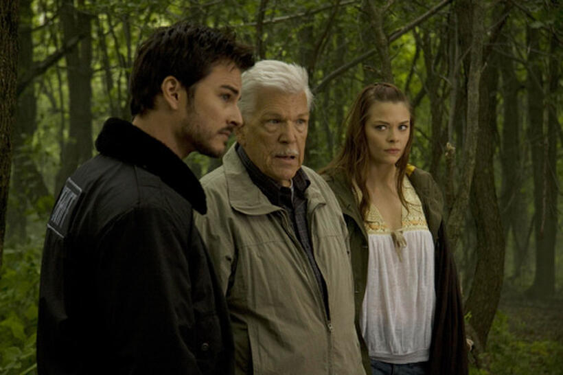 Kerr Smith as Axel Palmer, Tom Atkins as Burke and Jaime King as Sarah Palmer in "My Bloody Valentine."
