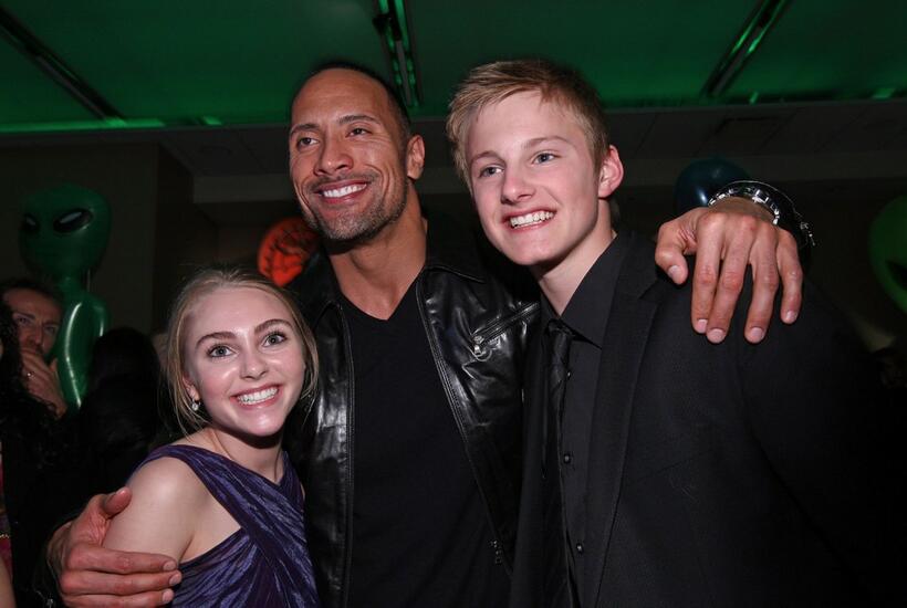 AnnaSophia Robb, Dwayne Johnson and Alexander Ludwig at the after party of the California premiere of "Race to Witch Mountain."