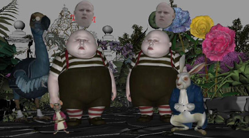 Dodo Progression 4 of 6: Layout of the Underland garden is combined with the character animation for the Tweedles, the White Rabbit and the Dodo.