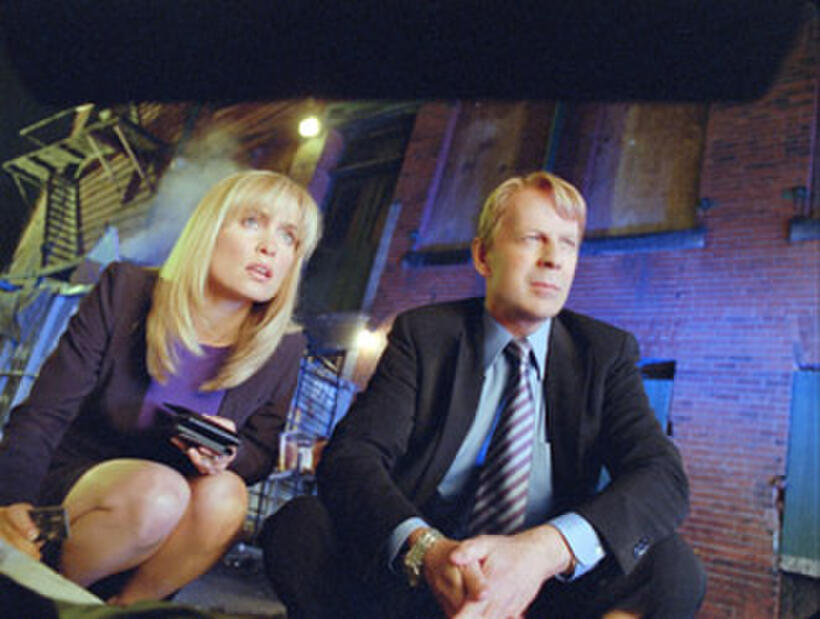 Radha Mitchell and Bruce Willis in "Surrogates."