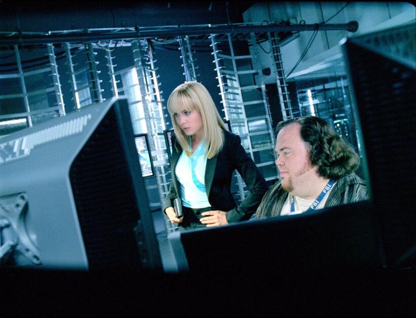 Radha Mitchell and Devin Ratray in "Surrogates."
