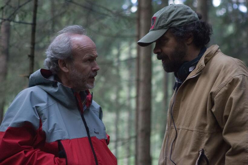 Producer Pieter Jan Brugge and Director Edward Zwick on the set of "Defiance."