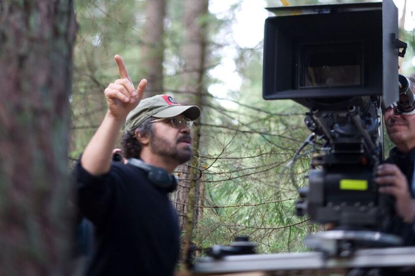 Director Edward Zwick on the set of "Defiance."