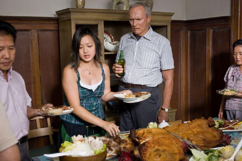 Ahney Her as Sue and Clint Eastwood as Walt Kowalski in "Gran Torino."