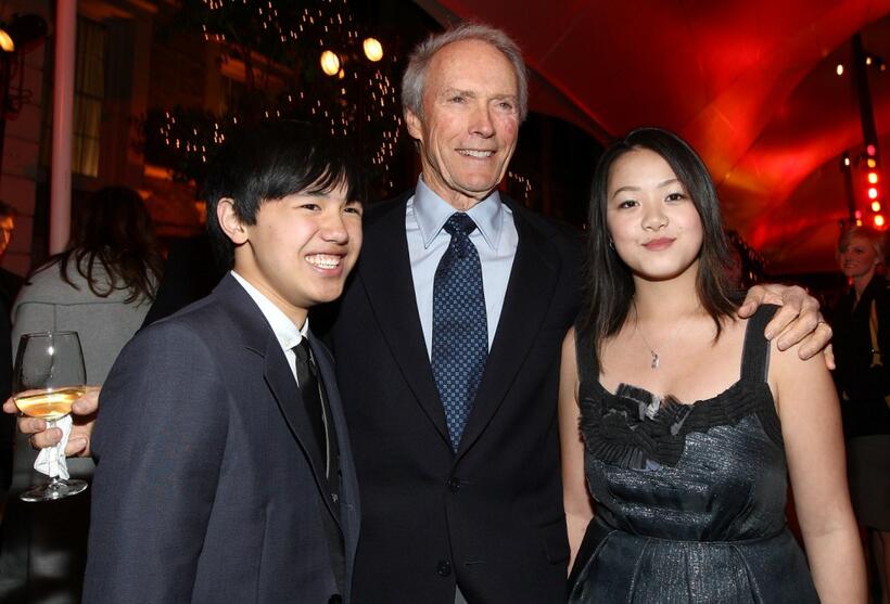 Bee Vang, Director Clint Eastwood and Ahney Her at the after party of the California premiere of "Gran Torino."