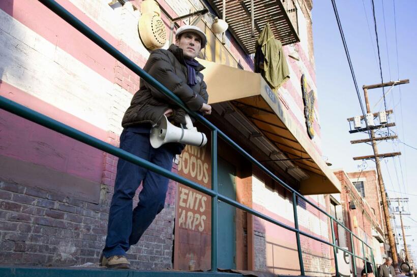 Director Joe Wright on the set of "The Soloist."