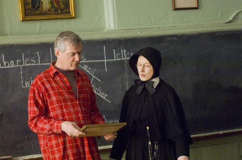 John Patrick Shanley and Meryl Streep on the set of "Doubt."