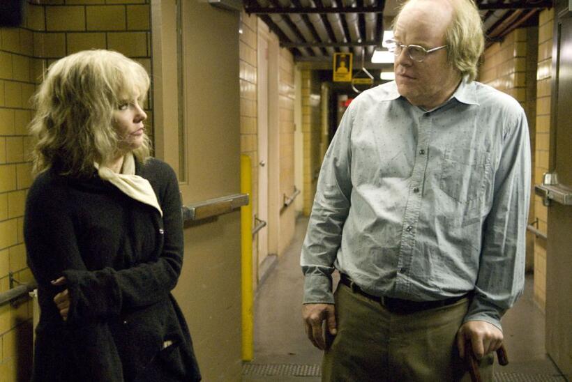 Jennifer Jason Leigh as Maria and Philip Seymour Hoffman as Caden Cotard in "Synecdoche, New York."