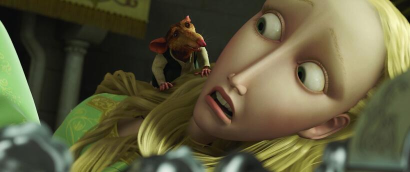 Good-hearted rat Roscuro and Princess Pea in "The Tale of Despereaux."