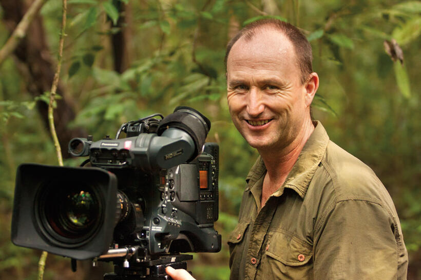 Photographer Martyn Colbeck on the set of "Chimpanzee."