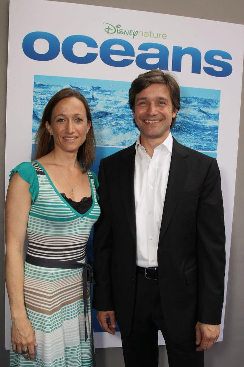 Celine Cousteau and Fabien Cousteau at the premiere of "Oceans."