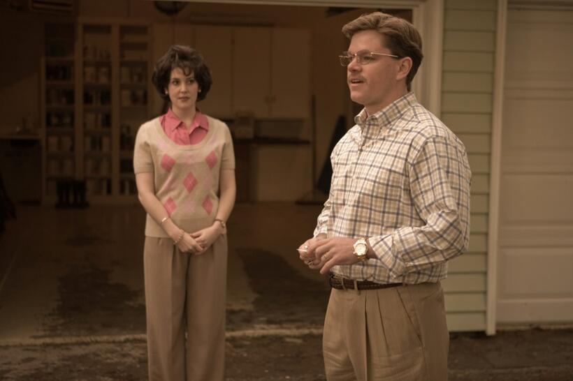 Melanie Lynskey as Ginger Whitacre and Matt Damon as Mark Whitacre in "The Informant!"