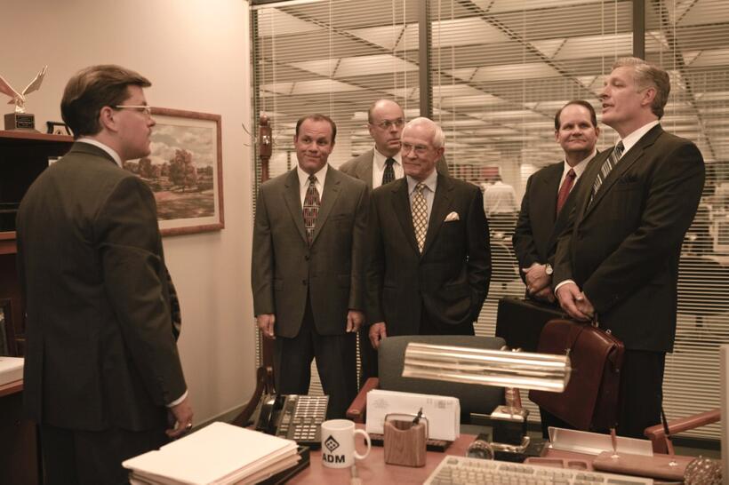 Matt Damon as Mark Whitacre, Tom Papa as Mick Andreas, Rick Overton as Terry Wilson, Tom Smothers as Dwayne Andreas, Bob Zany as John Dowd and Clancy Brown as Aubrey Daniel in "The Informant!"