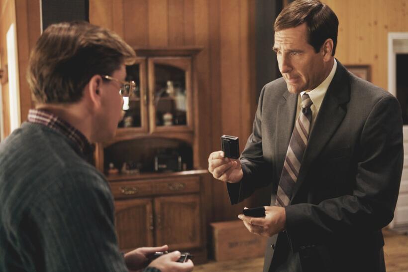 Matt Damon as Mark Whitacre and Scott Bakula as FBI Special Agent Brian Shepard in "The Informant!"