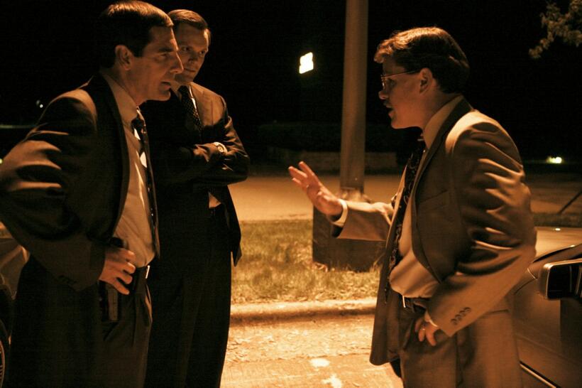 Scott Bakula as FBI Special Agent Brian Shepard, Joel McHale as FBI Special Agent Bob Herndon and Matt Damon as Mark Whitacre in "The Informant!"