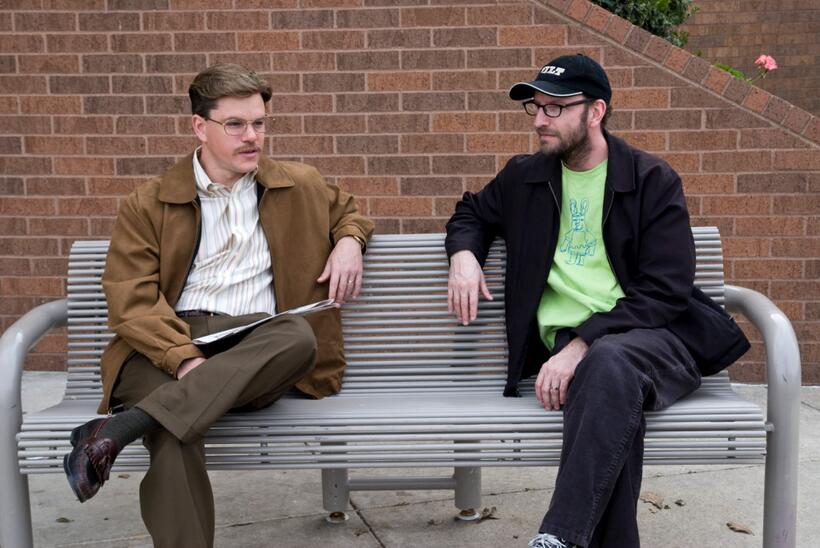 Matt Damon and Director Steven Soderbergh on the set of "The Informant!"