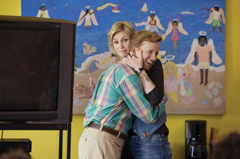 Jane Lynch as Sweeny and A.D. Miles as Martin Gary in "Role Models."