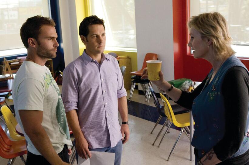 Seann William Scott as Wheeler, Paul Rudd as Danny and Jane Lynch as Sweeny in "Role Models."