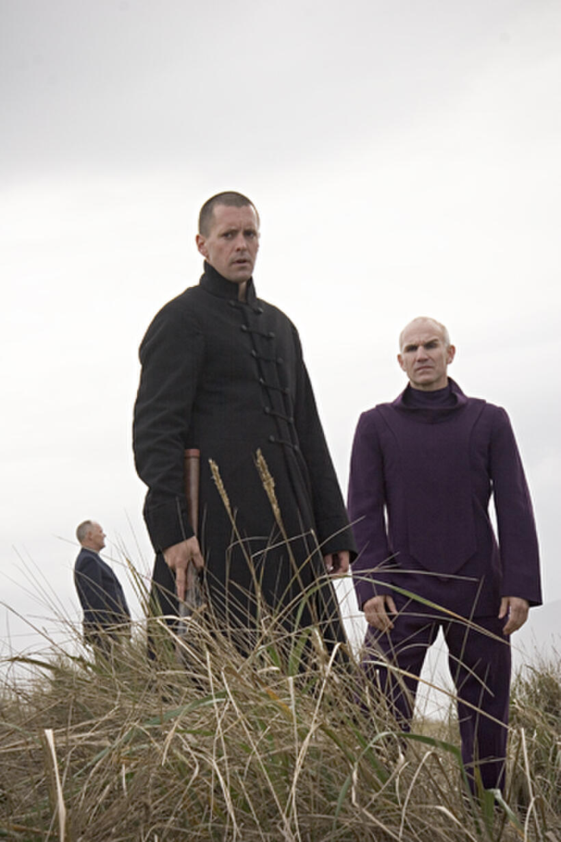 Jason Cottle as Russ and Dennis Kleinsmith as Reverend Marsh in "Cthulhu."