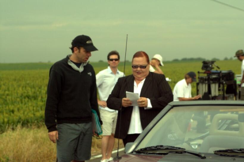 Scott Prendergast and Conchata Ferrell on the set of "Kabluey."
