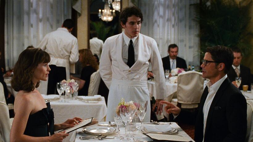 Jennifer Garner as Anna McDoogles, Martin Starr as Waiter 1 and Rob Lowe as Brad Kessler in "The Invention of Lying."