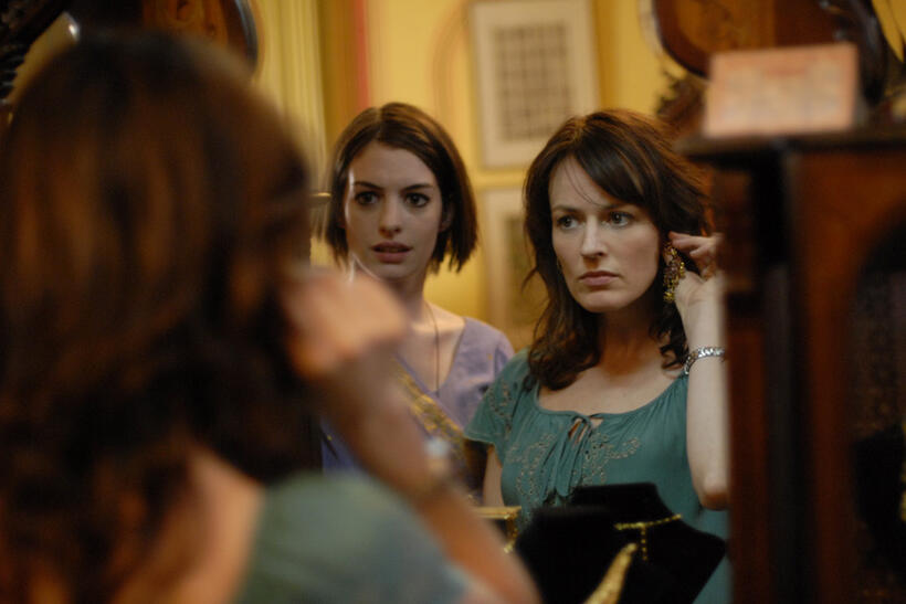 Anne Hathaway as Kym and Rosemarie DeWitt as Rachel in "Rachel Getting Married."