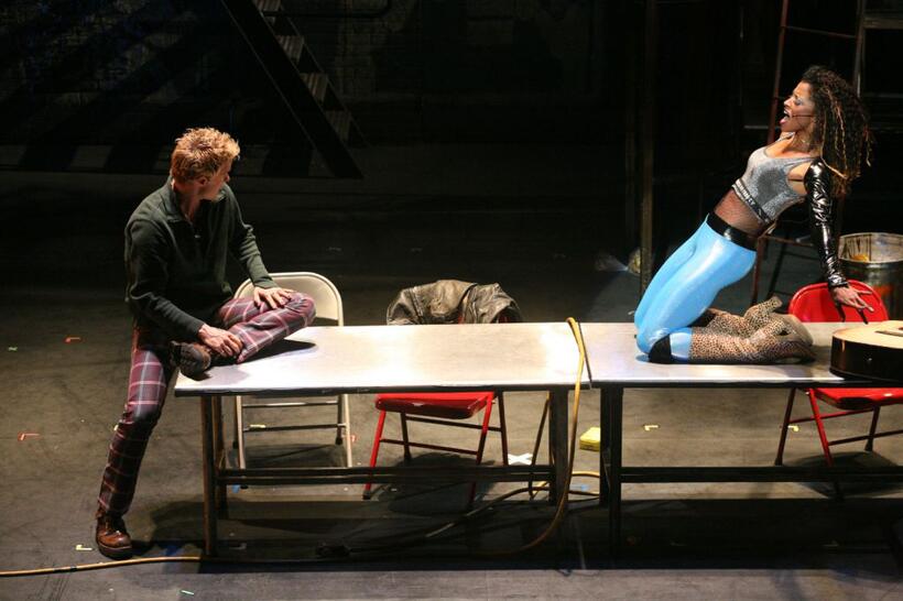 Will Chase as Roger and Renee Elise Goldsberry as Mimi in "Rent Filmed Live on Broadway."