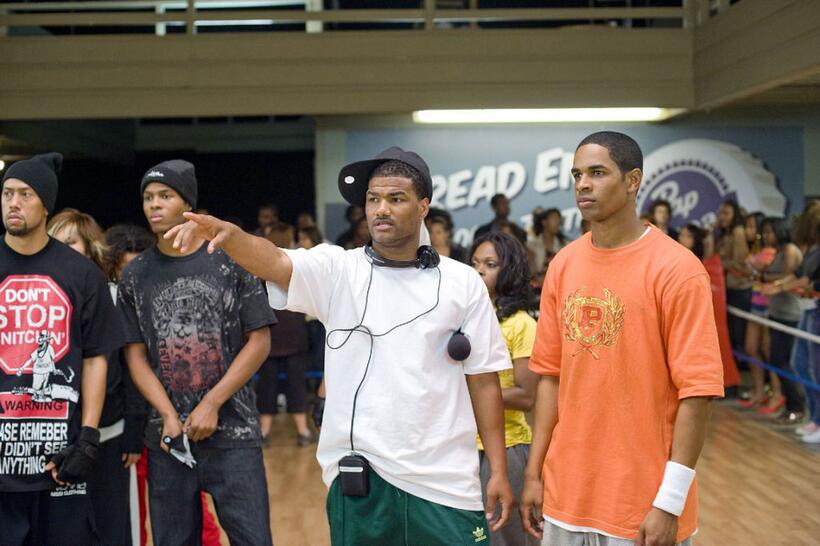 Director/writer/executive producer Damien Dante Wayans and Damon Wayans Jr. on the set of "Dance Flick."