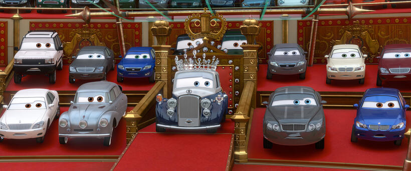 The Queen and Prince Wheeliam in "Cars 2."