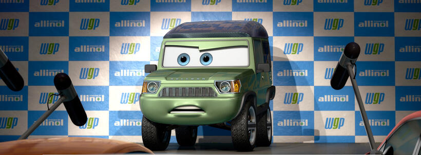 Miles Axelrod voiced by Eddie Izzard in "Cars 2."