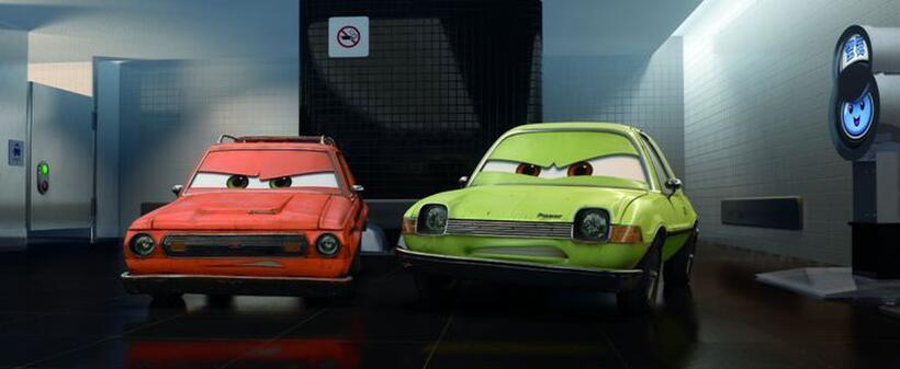 Grem voiced by Joe Mantegna and Acer voiced by Peter Jacobson in "Car 2."