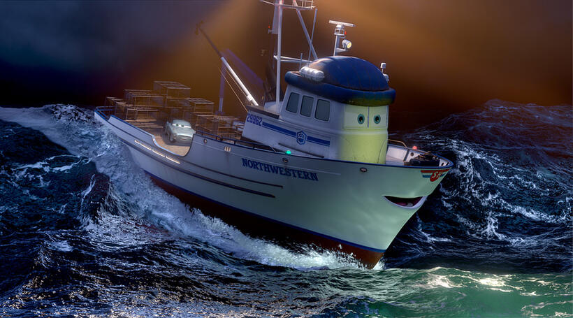 Finn McMissile voiced by Michael Caine and Crabby voiced by Sig Hansen in "Cars 2."