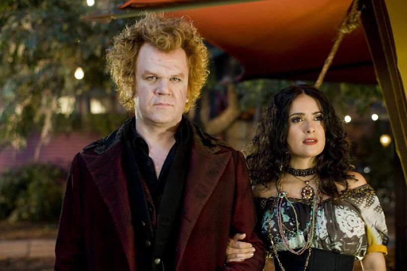 John C. Reilly as Larten Crepsley and Salma Hayek as Madame Truska in "Cirque du Freak: The Vampire's Assistant."