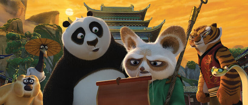 Monkey voiced by Jackie Chan, Crane voiced by David Cross, Po voiced by Jack Black, Shifu voiced by Dustin Hoffman, Tigress voiced by Angelina Jolie and Viper voiced by Lucy Liu in "Kung Fu Panda 2."