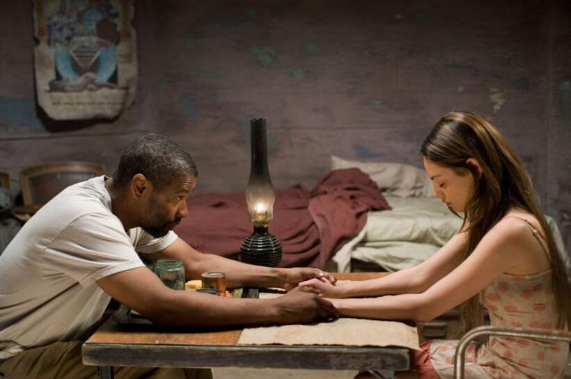 Denzel Washington as Eli and Mila Kunis as Solara in "The Book of Eli."