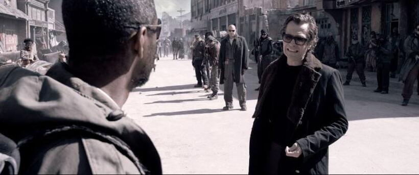 Denzel Washington as Eli, Gary Oldman as Carnegie and Ray Stevenson as Redridge in "The Book of Eli."