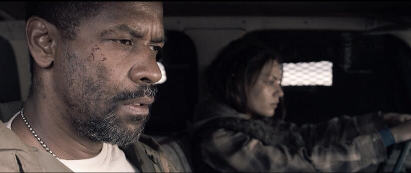 Denzel Washington as Eli and Mila Kunis as Solara in "The Book of Eli."