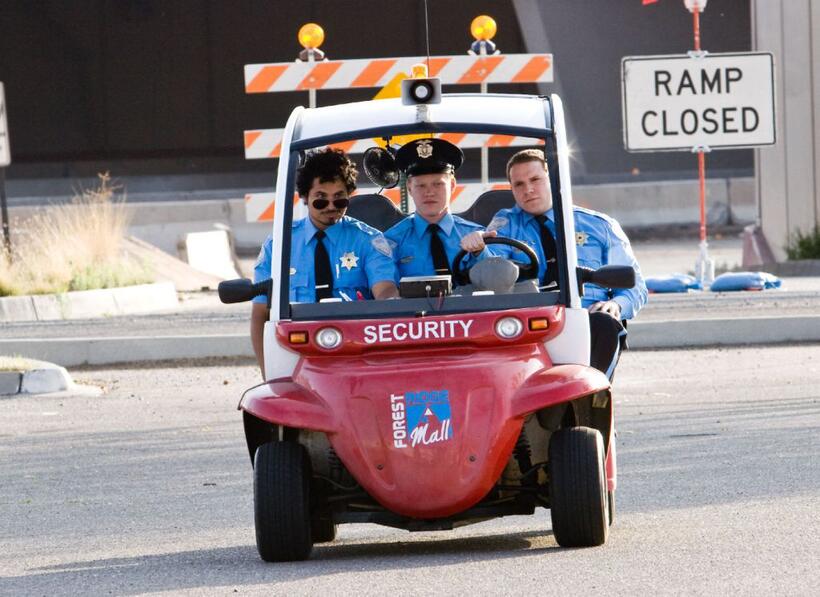 Michael Pena as Dennis, Jesse Plemons as Charles and Seth Rogen as Ronnie in "Observe and Report."