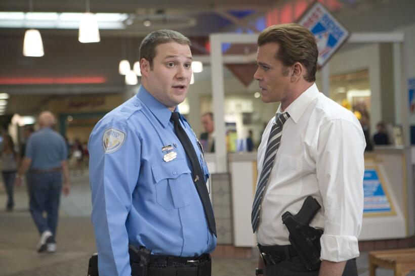 Seth Rogen as Ronnie and Ray Liotta as Detective Harrison in "Observe and Report."