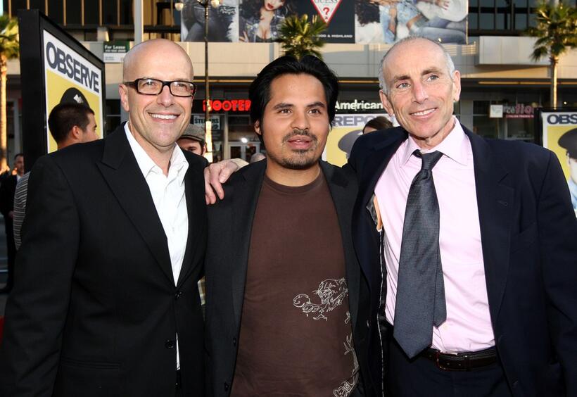 Producer Donald De Line, Michael Pena and Kevin McCormack at the California premiere of "Observe And Report."