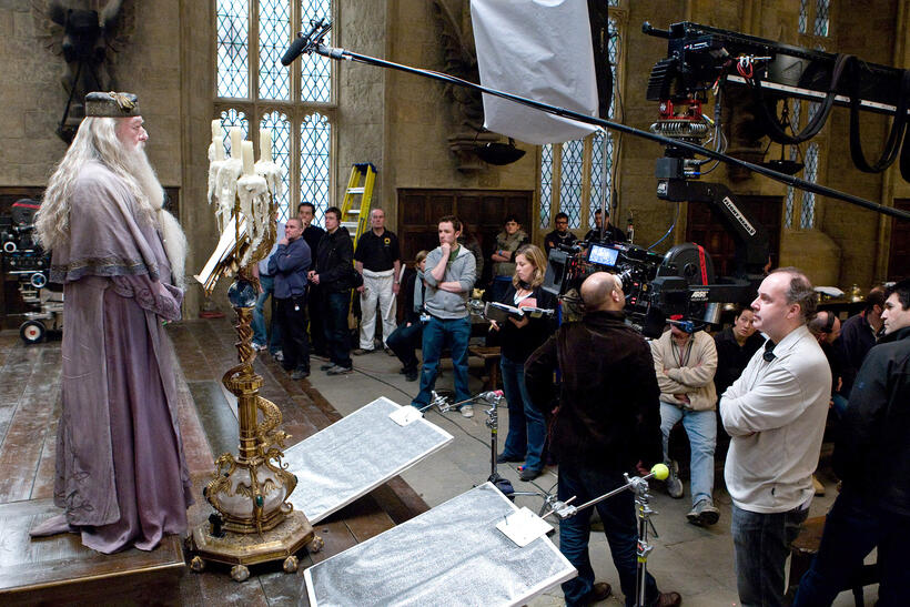 Michael Gambon, and director David Yates on the set of "Harry Potter and the Half-Blood Prince."