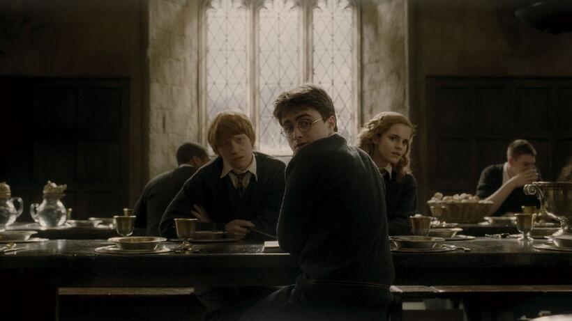 Rupert Grint as Ron Weasley, Daniel Radcliffe as Harry Potter and Emma Watson as Hermione Granger in "Harry Potter and the Half-Blood Prince."
