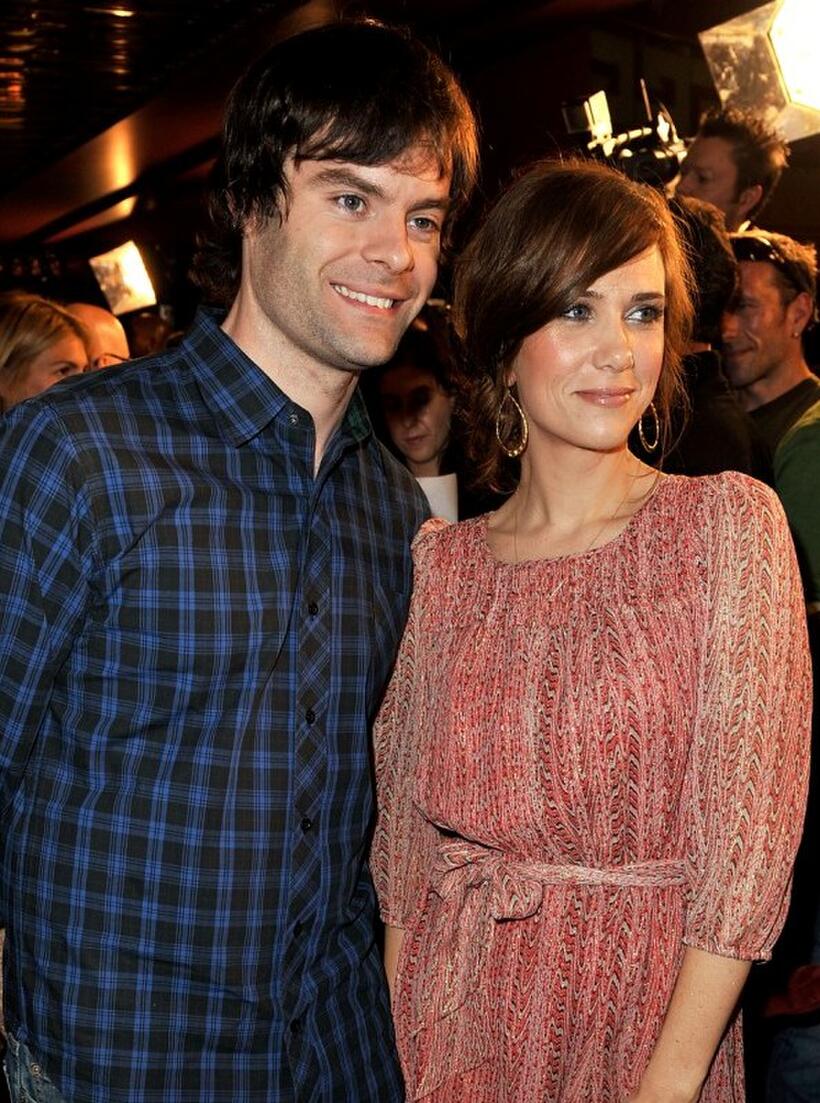Bill Hader and Kristen Wiig at the California premiere of "Adventureland."