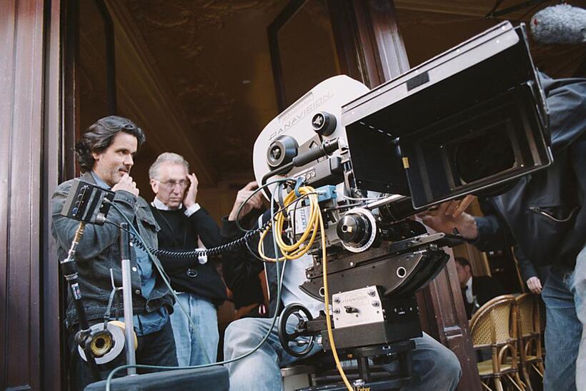 Christopher Barratier and Tom Stern on the set of "Paris 36."