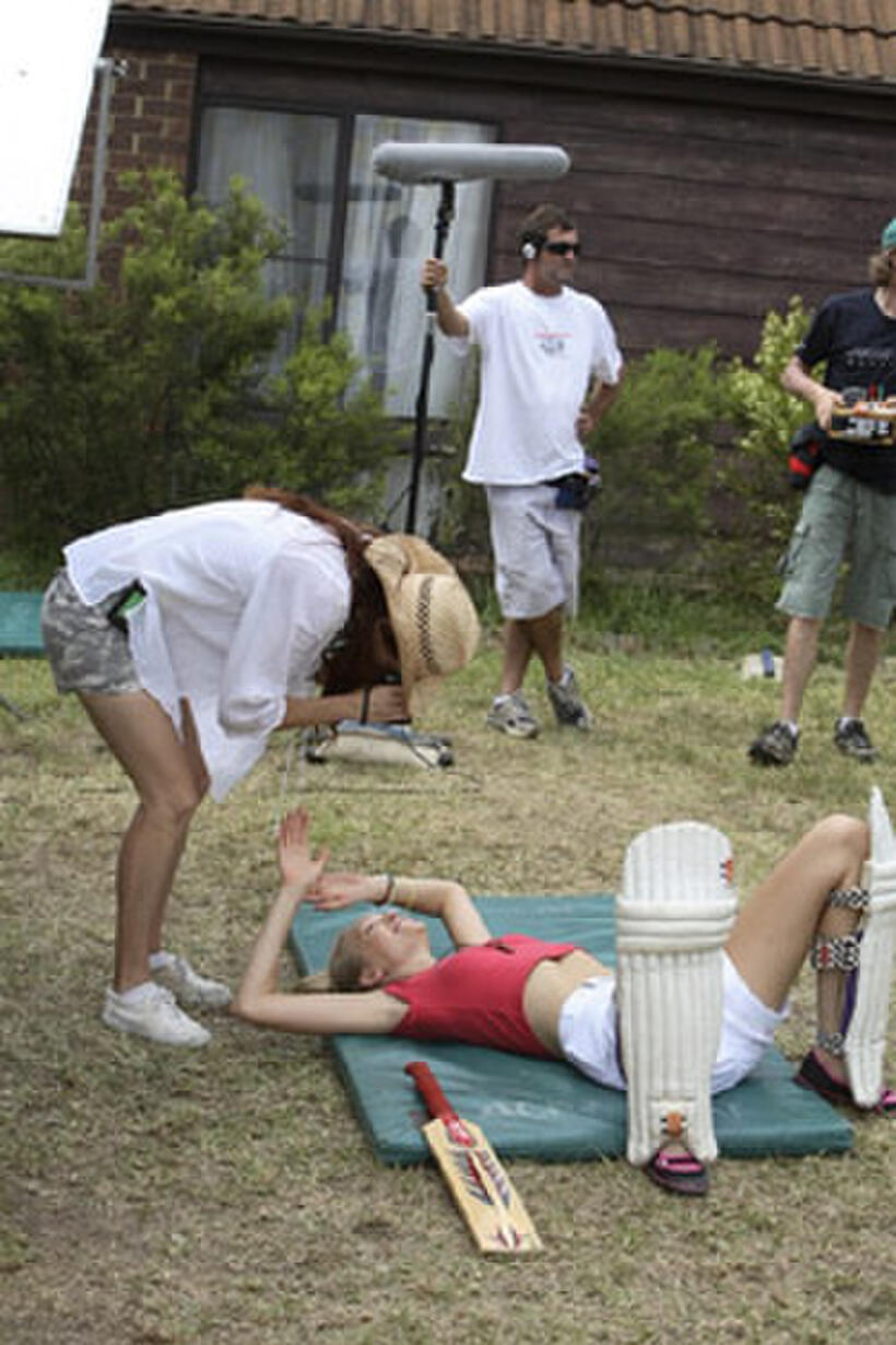 Director Elissa Down and Gemma Ward on the set of "The Black Balloon."