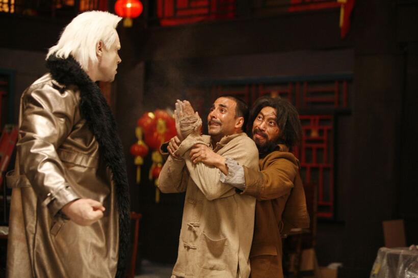 Akshay Kumar as Sidhu and Conan Stevens as Joey in "Chandni Chowk to China."