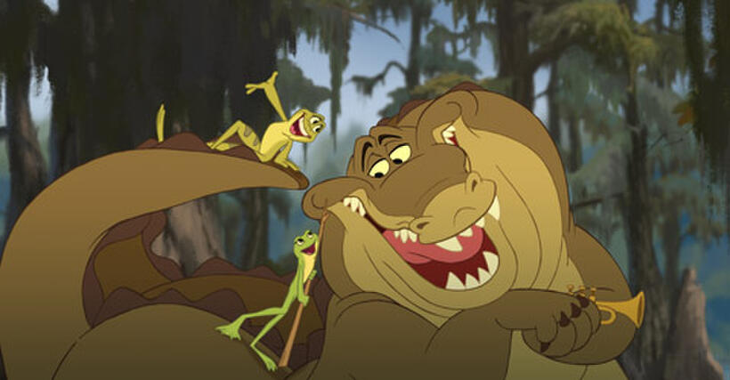 Exclusive: Frog Naveen, Frog Tiana, and Louis in "The Princess and the Frog."