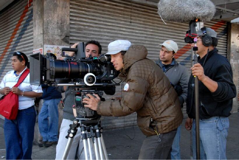 Writer/director Cary Joji Fukunaga on the set of "Sin Nombre."